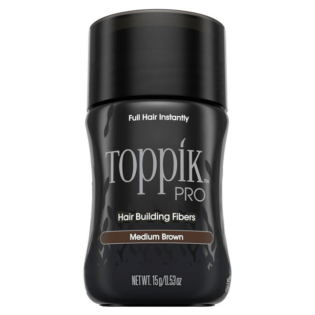 Toppik™ PRO is made of colored Keratin protein. Toppik™ PRO Fibers blend undetectably with existing hair, instantly making it look full and thick.