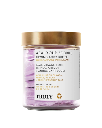 Perk up your pair with Acai Your Boobies whipped butter! It’s designed to smooth skin and nips while also tightening and firming your twins! It also helps reduce the appearance of stretch marks and fine lines for a youthful perky chest!