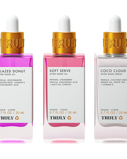 The most iconic, indulgent, delectable scents, delivered in 3 beauty treatments.
.7 fl. oz. Coco Cloud Argan Oil + Vitamin E Body Serum Mini
.7 fl. oz. Glazed Donut Niacinamide Body Oil Mini
.7 fl. oz. Soft Serve Peptide Body Oil Mini