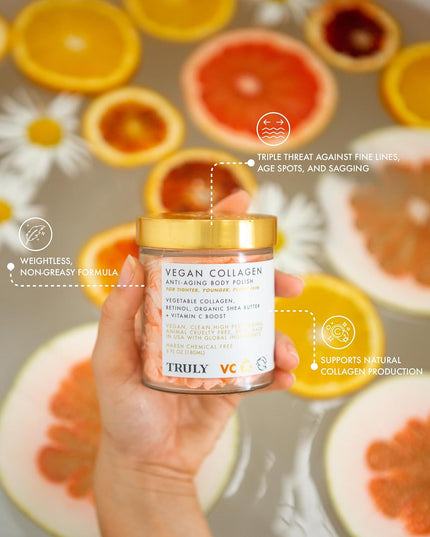 Buff your way to a smoother, brighter bod with our fluffy whipped polish. Helps to restore skin’s elasticity, giving skin a firmer feel and appearance.