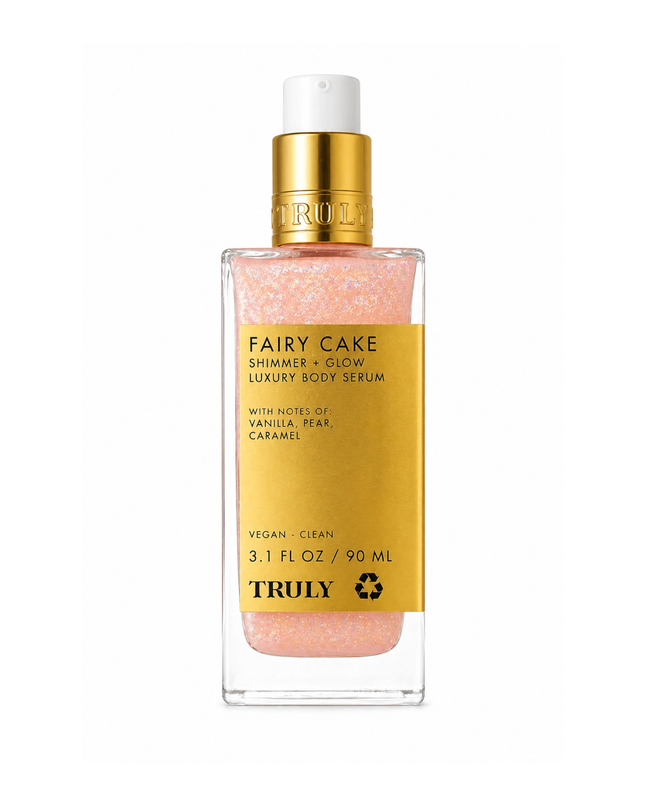 Glow like you mean it with Truly Beauty Fairy Cake Shimmer Glow Luxury Body Serum — a lightweight, ultra-nourishing body serum that delivers radiant, hydrated skin with a soft, luminous shimmer.