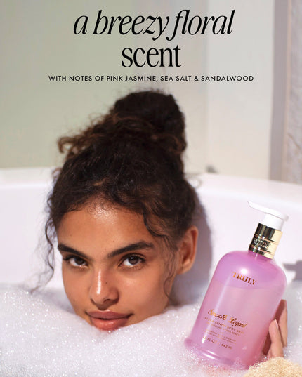 A luxurious, ultra-foaming body wash with hints of breezy pink jasmine and sea salt turns your shower into the ultimate sanctuary. Infused with hyaluronic acid and squalane to leave you feeling soft, clean, and hydrated.&nbsp;