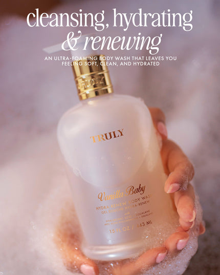 A luxurious, ultra-foaming body wash with hints of cozy vanilla and pear turns your shower into the ultimate sanctuary. Infused with hyaluronic acid and squalane to leave you feeling soft, clean, and hydrated.&nbsp;