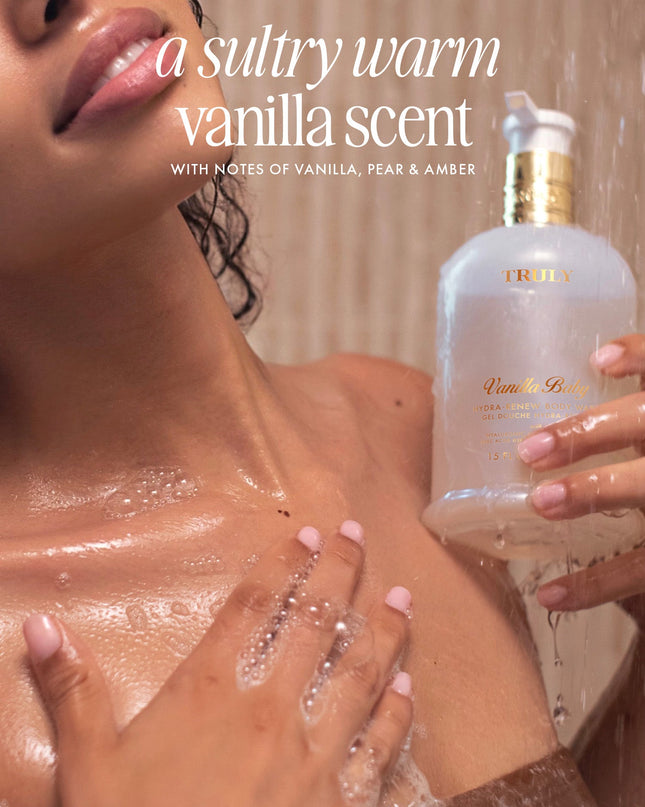 A luxurious, ultra-foaming body wash with hints of cozy vanilla and pear turns your shower into the ultimate sanctuary. Infused with hyaluronic acid and squalane to leave you feeling soft, clean, and hydrated.&nbsp;