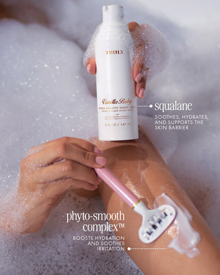 Meet the creamiest, dreamiest shave cream. Powered by Truly’s proprietary Phyto-Smooth Complex™, this jasmine-scented rich whip cushions skin with a protective moisture barrier for a close shave that leaves you irresistibly soft and smooth.