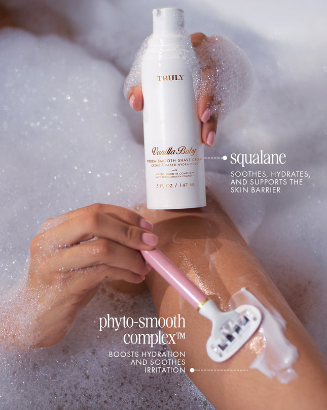 Meet the creamiest, dreamiest shave cream. Powered by Truly’s proprietary Phyto-Smooth Complex™, this jasmine-scented rich whip cushions skin with a protective moisture barrier for a close shave that leaves you irresistibly soft and smooth.