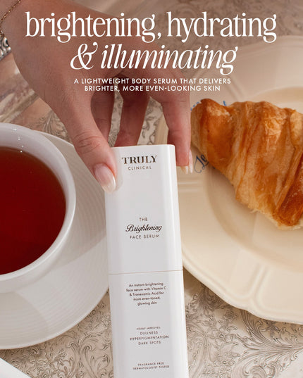 A face brightening serum with vitamin C &  tranexamic acid that evens skin tone and reduces the appearance of hyperpigmentation for a visibly radiant complexion from the very first use.