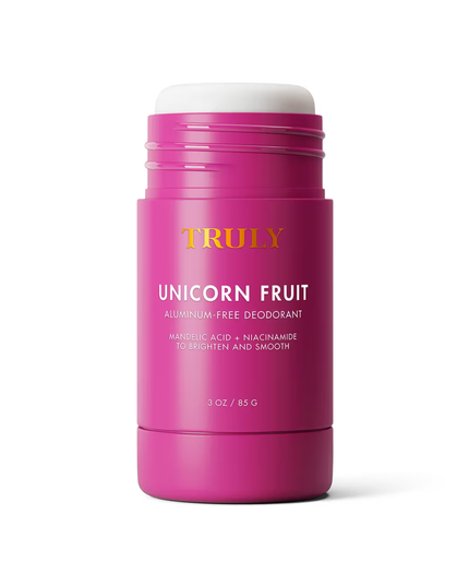 Truly Unicorn Fruit Skin Brightening Deodorant. This aluminum-free deodorant does it all: smooths, brightens, eliminates odors, and diminishes discoloration - for your prettiest pitties.