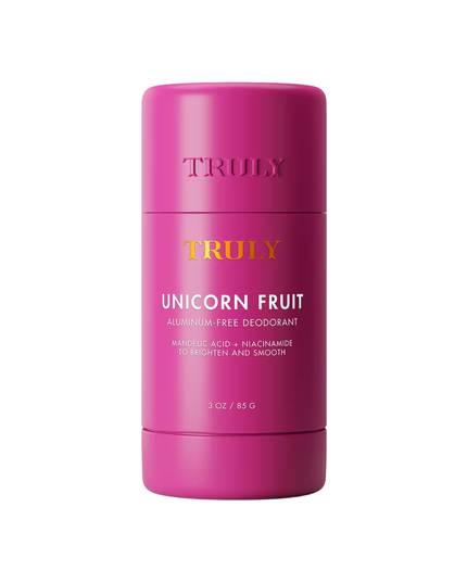 Truly Unicorn Fruit Skin Brightening Deodorant. This aluminum-free deodorant does it all: smooths, brightens, eliminates odors, and diminishes discoloration - for your prettiest pitties.