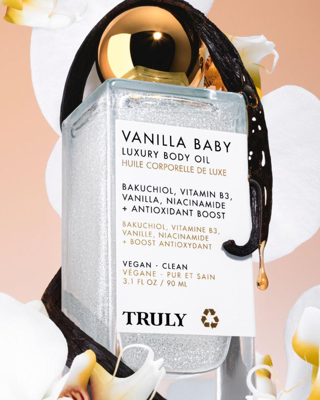 Your two-step ritual for luminous skin and a warm vanilla scent.

.7 fl. oz. Vanilla Baby Luxury Body Oil Mini
2.8 fl. oz. Vanilla Baby Shimmer Body Butter Mini