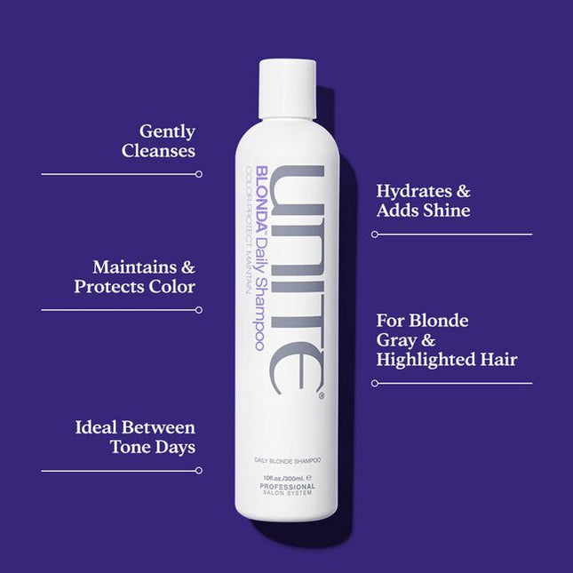 A sulfate-free daily shampoo formulated to gently cleanse and maintain blonde hair and highlights between tone days.