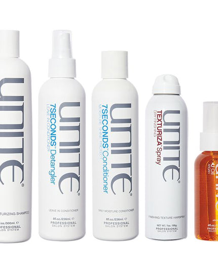 Pro Discovery Kit Includes:

(1) - 7SECONDS Detangler, 8 fl. oz.
(1) - 7SECONDS Shampoo, 2 fl. oz.
(1) - 7SECONDS Conditioner, 2 fl. oz.
(1) - TEXTURIZA Spray, 7 fl. oz.
(1) - BOOSTA Volumizing Spray, 8 fl. oz.
(1) - BOING Defining Curl Cream, 8 fl. oz.
(1) - U Oil, 4 fl. oz.