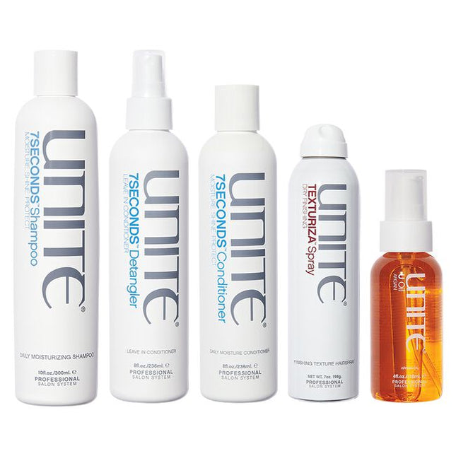 Pro Discovery Kit Includes:

(1) - 7SECONDS Detangler, 8 fl. oz.
(1) - 7SECONDS Shampoo, 2 fl. oz.
(1) - 7SECONDS Conditioner, 2 fl. oz.
(1) - TEXTURIZA Spray, 7 fl. oz.
(1) - BOOSTA Volumizing Spray, 8 fl. oz.
(1) - BOING Defining Curl Cream, 8 fl. oz.
(1) - U Oil, 4 fl. oz.