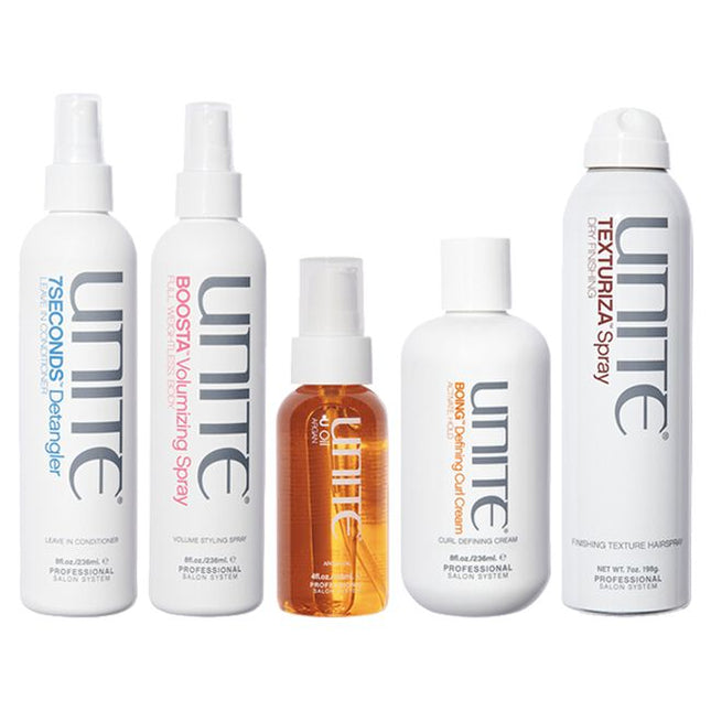 Pro Discovery Kit Includes:

(1) - 7SECONDS Detangler, 8 fl. oz.
(1) - 7SECONDS Shampoo, 2 fl. oz.
(1) - 7SECONDS Conditioner, 2 fl. oz.
(1) - TEXTURIZA Spray, 7 fl. oz.
(1) - BOOSTA Volumizing Spray, 8 fl. oz.
(1) - BOING Defining Curl Cream, 8 fl. oz.
(1) - U Oil, 4 fl. oz.