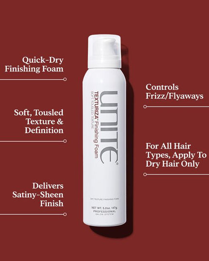 A quick-drying finishing foam designed to deliver effortless soft, tousled, texture with a frizz-free, satiny-sheen finish.