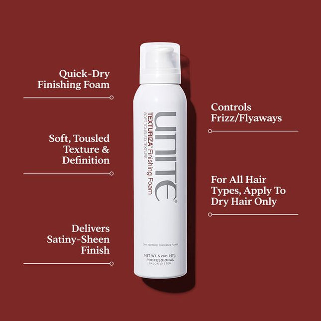 A quick-drying finishing foam designed to deliver effortless soft, tousled, texture with a frizz-free, satiny-sheen finish.