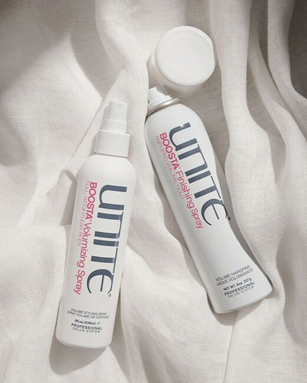 An amplifying, flake-free hairspray that delivers instant volume, flexible hold, and a satiny-sheen finish.