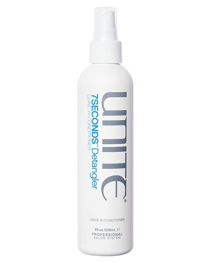 UNITE Hair's bestselling lightweight 7SECONDS Detangler instantly detangles, strengthens, smooths and protects. This protein-based leave-in conditioner leaves hair strong and healthy while targeting tangles and knots. The detangler also seals the cuticle and protects hair from UV/thermal damage.