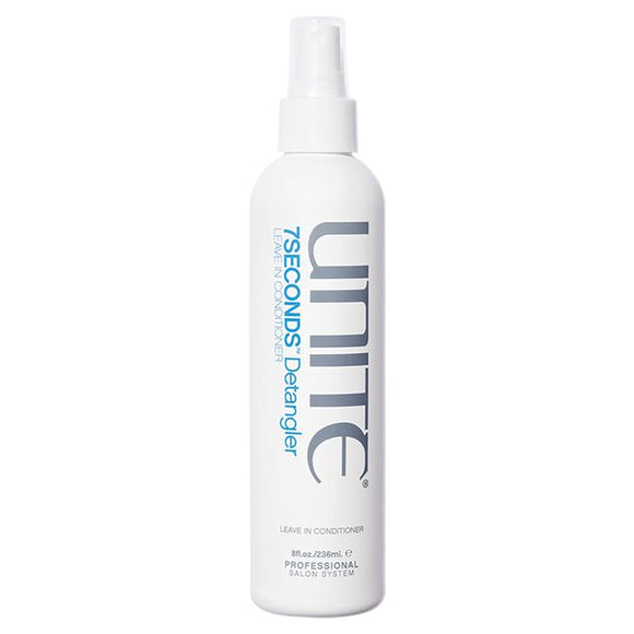 UNITE Hair's bestselling lightweight 7SECONDS Detangler instantly detangles, strengthens, smooths and protects. This protein-based leave-in conditioner leaves hair strong and healthy while targeting tangles and knots. The detangler also seals the cuticle and protects hair from UV/thermal damage.