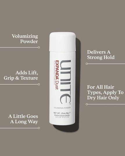 A volumizing powder that sprinkles in to instantly add volume, lift, grip and texture to all hair types. A little goes a long way.