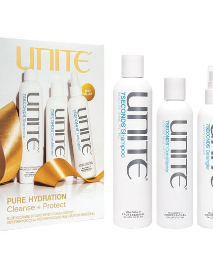 This hydrating set includes a moisture-enriched shampoo that cleanses, replenishes and protects hair, a moisture-enriched conditioner that hydrates, repairs and nourishes hair and a leave-in conditioner that detangles, smooths, strengthens and protects hair from UV and thermal damage.