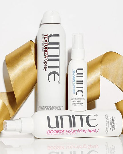 This locks lifting set includes a translucent texturizing spray that delivers instant volume, fullness and definition with a medium hold and matte finish, a volumizing spray that adds weightless volume and body, especially when applied with heat, and a travel-size leave-in conditioner that detangles, smooths, strengthens and protects hair from UV and thermal damage.