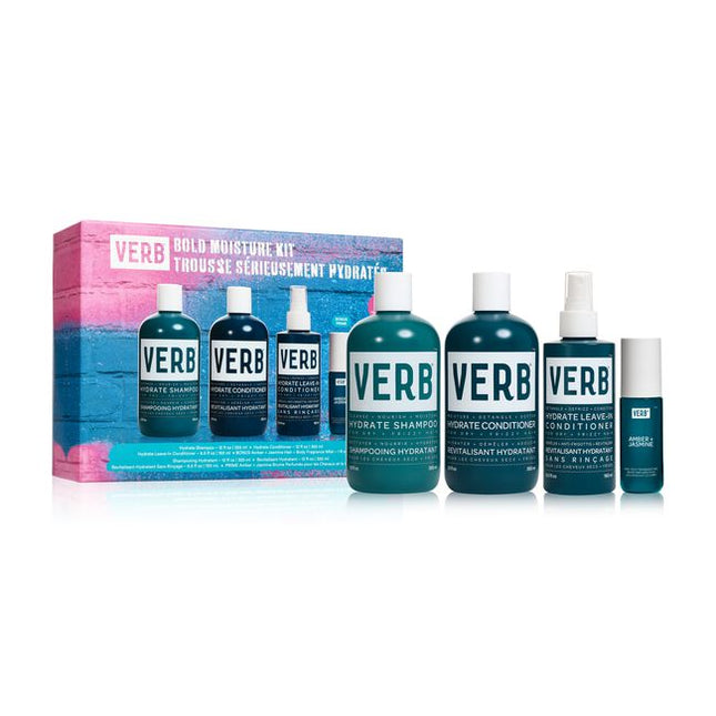 Bold Moisture Kit Includes:

(1) - Hydrate Shampoo, 12 fl. oz.
(1) - Hydrate Conditioner, 12 fl. oz.
(1) - Hydrate Leave-In Conditioner, 6.5 fl. oz.
(1) - Hair &amp; Body Mist Amber + Jasmine, 1 fl. oz.