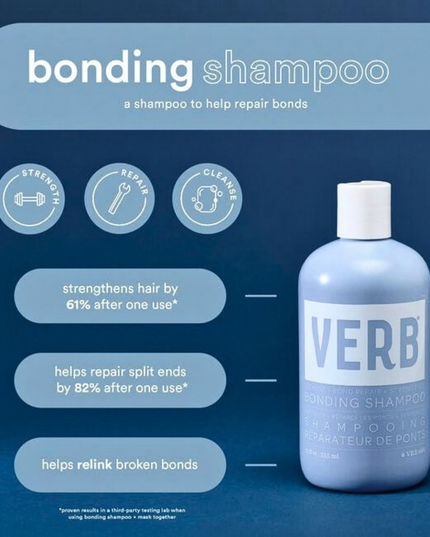 Verb® Bonding Shampoo helps repair damage and seal split ends for smoother, shinier and visibly healthier hair. Powered by the brand's amino-bond complex, red and brown algae and mafura butter, this shampoo is clinically proven to help strengthen damaged hair.