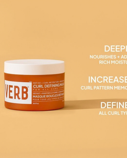 Verb® Curl Defining Mask nourishes, detangles and defines waves, curls and coils. Powered by the brand's proprietary SunflowerCurl™ Complex, jojoba oil and castor oil, this mask promotes curl retention and provides rich moisture for bouncy curls.