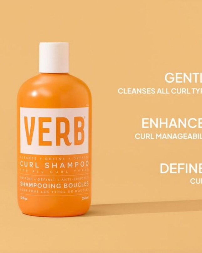 Verb® Curl Shampoo gently cleanses waves, curls and coils. Powered by the brand's proprietary SunflowerCurl™ Complex, cold-pressed golden jojoba oil and castor oil, this nourishing shampoo enhances manageability and definition.