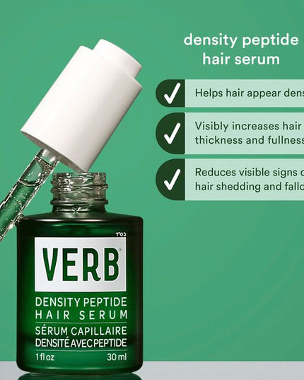 A lightweight hair serum that visibly increases hair density and minimizes the appearance of thinning hair. Powered by our unique density complex, ginseng root extract and niacinamide, this serum visibly reduces signs of shedding for thicker, fuller-looking hair.