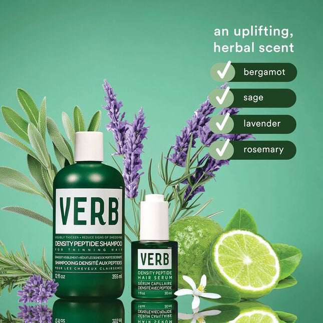 A lightweight hair serum that visibly increases hair density and minimizes the appearance of thinning hair. Powered by our unique density complex, ginseng root extract and niacinamide, this serum visibly reduces signs of shedding for thicker, fuller-looking hair.