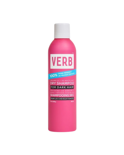 Verb® Dry Shampoo Dark refreshes hair, extends style and boosts body. Powered by pomegranate extract, bilberry extract and rice starch to absorb oil and odors while cleansing hair. This formula is earth-toned to disappear in brown, red and darker hair colors. No benzene detected.*