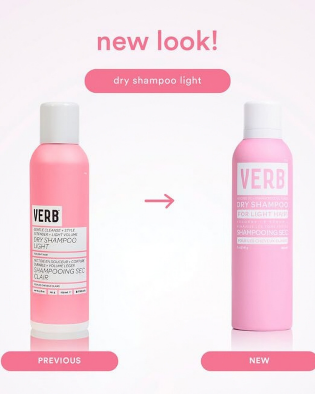 Verb® Dry Shampoo Light refreshes hair, extends style and boosts body. Powered by pomegranate extract, bilberry extract and rice starch to absorb oil and odors while cleansing hair. This formula is tinted purple to disappear in blonde and lighter hair colors. No benzene detected.*