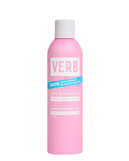 Verb Dry Shampoo Light refreshes hair, extends style and boosts body. Powered by rice starch to absorb oil and odors, while cleansing hair, this formula is designed to disappear in blonde colors and leave hair feeling clean. Now in a longer-lasting size.