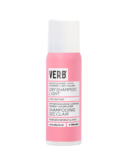 Verb Dry Shampoo Light refreshes hair, extends style and boosts body. Powered by rice starch to absorb oil and odors, while cleansing hair, this formula is designed to disappear in blonde colors and leave hair feeling clean. Now in a longer-lasting size.