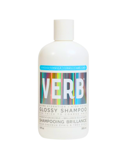 Now with a new and improved formula, Verb® Glossy Shampoo adds extra moisture and intense glossy shine to dry, dull and damaged hair. Powered by peach oil, squalane, rosehip oil and a shine-enhancing complex, this shampoo has slightly more foam-ability and leaves hair feeling extra hydrated with a glass-like shine.