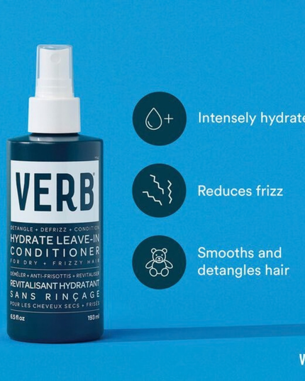 Verb® Hydrate Leave-in Conditioner detangles, hydrates and nourishes hair. Powered by argan oil, babassu oil and a moisture-locking ceramide, this leave-in conditioner adds extra moisture, fights frizz and leaves hair soft and tangle-free.