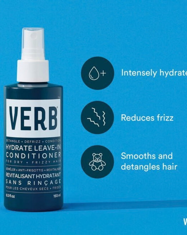 Verb® Hydrate Leave-in Conditioner detangles, hydrates and nourishes hair. Powered by argan oil, babassu oil and a moisture-locking ceramide, this leave-in conditioner adds extra moisture, fights frizz and leaves hair soft and tangle-free.