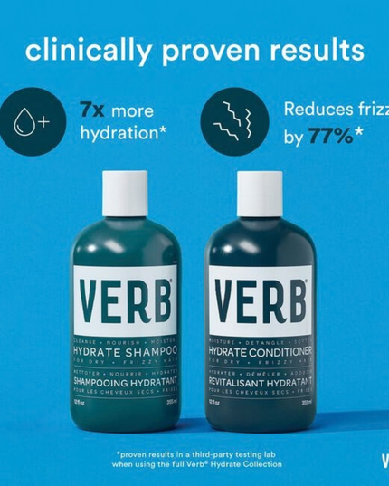 Verb® Hydrate Shampoo gently cleanses and adds moisture to dry, frizzy hair. Powered by argan oil, babassu oil, a moisture-locking ceramide and a hydrating complex, this shampoo is formulated to leave hair nourished.