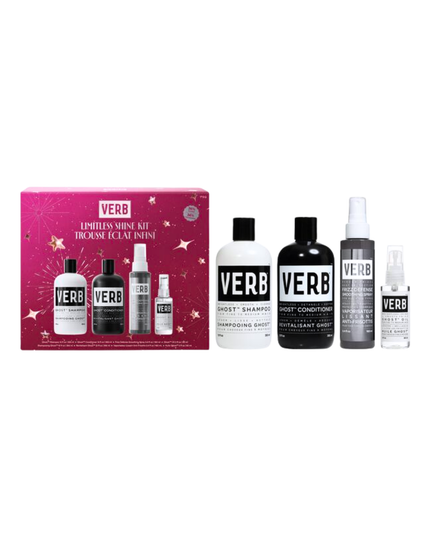 Shine like a star with this 4-piece set that weightlessly smooths frizz, boosts softness and adds shine. 