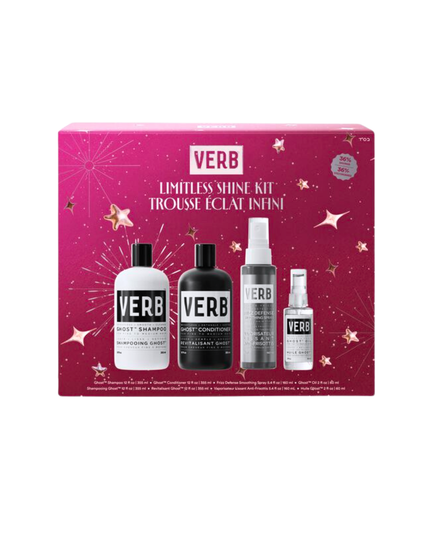 Shine like a star with this 4-piece set that weightlessly smooths frizz, boosts softness and adds shine. 