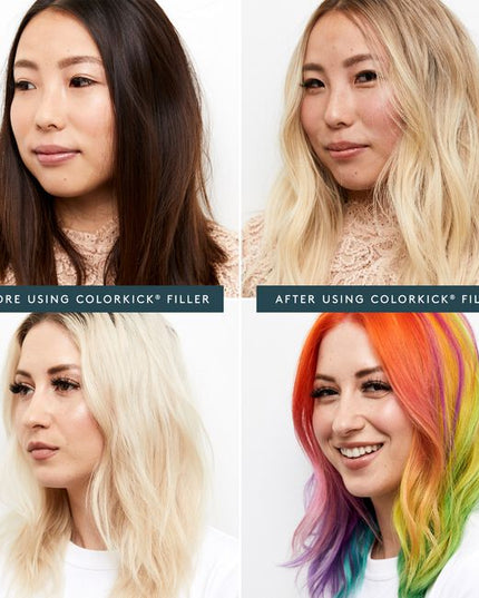 Virtue® ColorKick® is the first-ever hair filler made from 100% pure, human keratin. Mixed right in the color bowl, it repaves the cuticle of the hair and refills the keratin that’s eroded through the coloring process. Now you can lift higher, minimize breakage, and experience more vibrant color and shine, plus better gray coverage, and hair that’s actually healthier after coloring than it was before.
