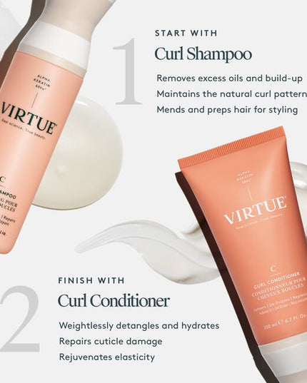Virtue® Curl Shampoo is a rich, non-drying formula that gently cleanses while removing excess oils and build-up to maintain the natural curl pattern. It protects against humidity, heat, and environmental damage while mending and prepping hair for manageable, frizz-free styles.