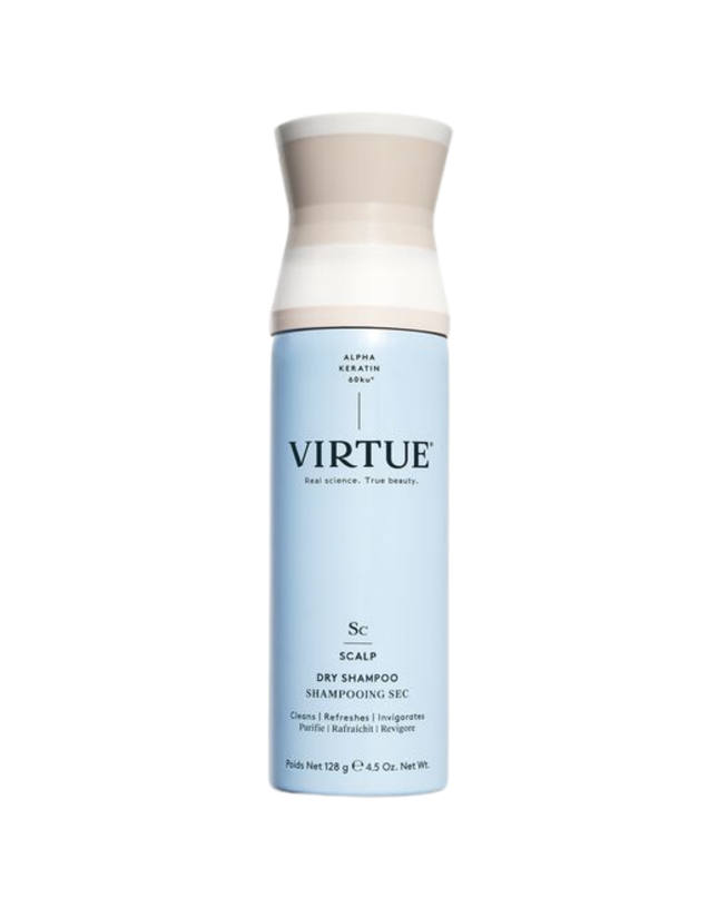 Virtue® Dry Shampoo is an invisible, dry-mist aerosol that soaks up excess oils while infusing hair with health-boosting Alpha Keratin 60ku® protein, leaving hair and scalp refreshed and clean to the touch.