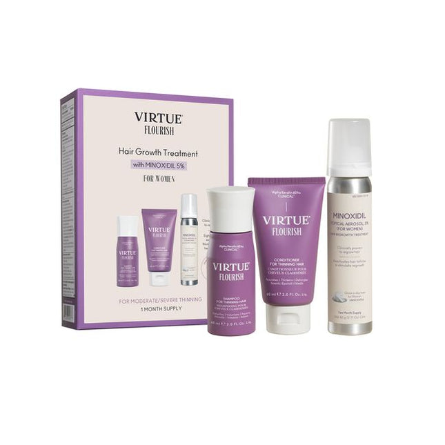 A Minoxidil-based regimen that nourishes the scalp and reactivates hair follicles to stimulate growth. The three-step system includes the Shampoo for Thinning Hair, Conditioner for Thinning Hair and Minoxidil 5% Foam. This regimen is ideal for moderate to severe hair loss due to: hereditary factors, hormonal fluctuations, nutritional deficiencies, and/or stress. Safe for chemically treated or colored hair.