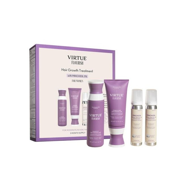 A Minoxidil-based regimen that nourishes the scalp and reactivates hair follicles to stimulate growth. The three-step system includes the Shampoo for Thinning Hair, Conditioner for Thinning Hair and Minoxidil 5% Foam. This regimen is ideal for moderate to severe hair loss due to: hereditary factors, hormonal fluctuations, nutritional deficiencies, and/or stress. Safe for chemically treated or colored hair.