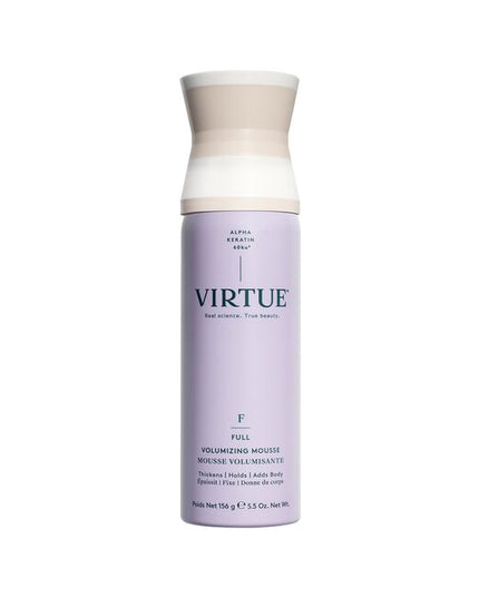 Virtue® Volumizing Mousse instantly thickens hair, adds body, bounce, and flexible hold for a long-lasting style. Combining the reparative power of our signature Alpha Keratin 60ku® with powerful supporting ingredients. This lightweight mousse goes above and beyond volume by adding strength and shine. No sticky residue, no crunchy finish. Just volume that lasts.