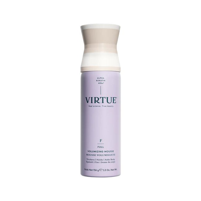 Virtue® Volumizing Mousse instantly thickens hair, adds body, bounce, and flexible hold for a long-lasting style. Combining the reparative power of our signature Alpha Keratin 60ku® with powerful supporting ingredients. This lightweight mousse goes above and beyond volume by adding strength and shine. No sticky residue, no crunchy finish. Just volume that lasts.