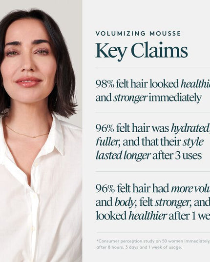 Virtue® Volumizing Mousse instantly thickens hair, adds body, bounce, and flexible hold for a long-lasting style. Combining the reparative power of our signature Alpha Keratin 60ku® with powerful supporting ingredients. This lightweight mousse goes above and beyond volume by adding strength and shine. No sticky residue, no crunchy finish. Just volume that lasts.
